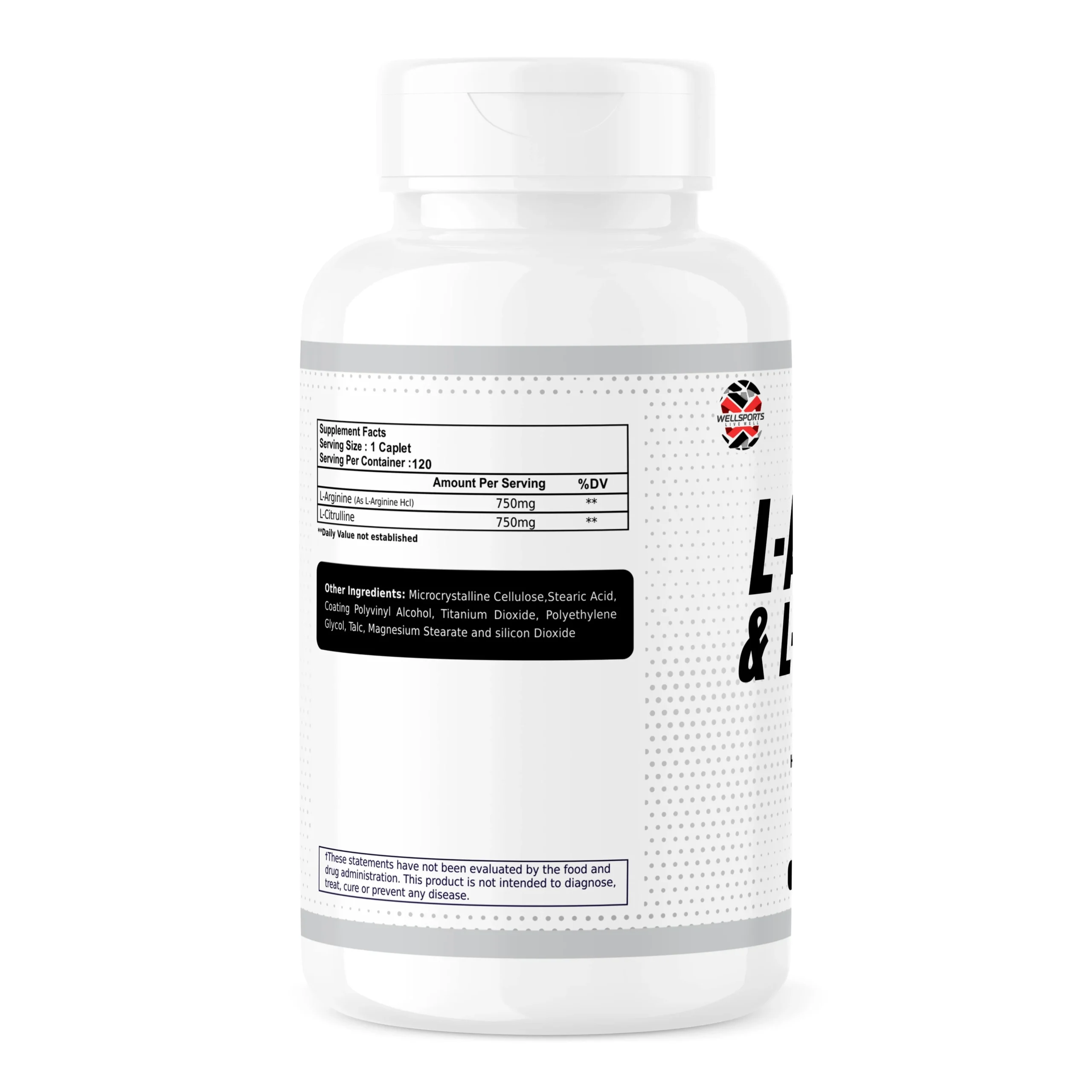 Wellsports L-Arginine & L-Citrulline 1500mg 120 Caplets