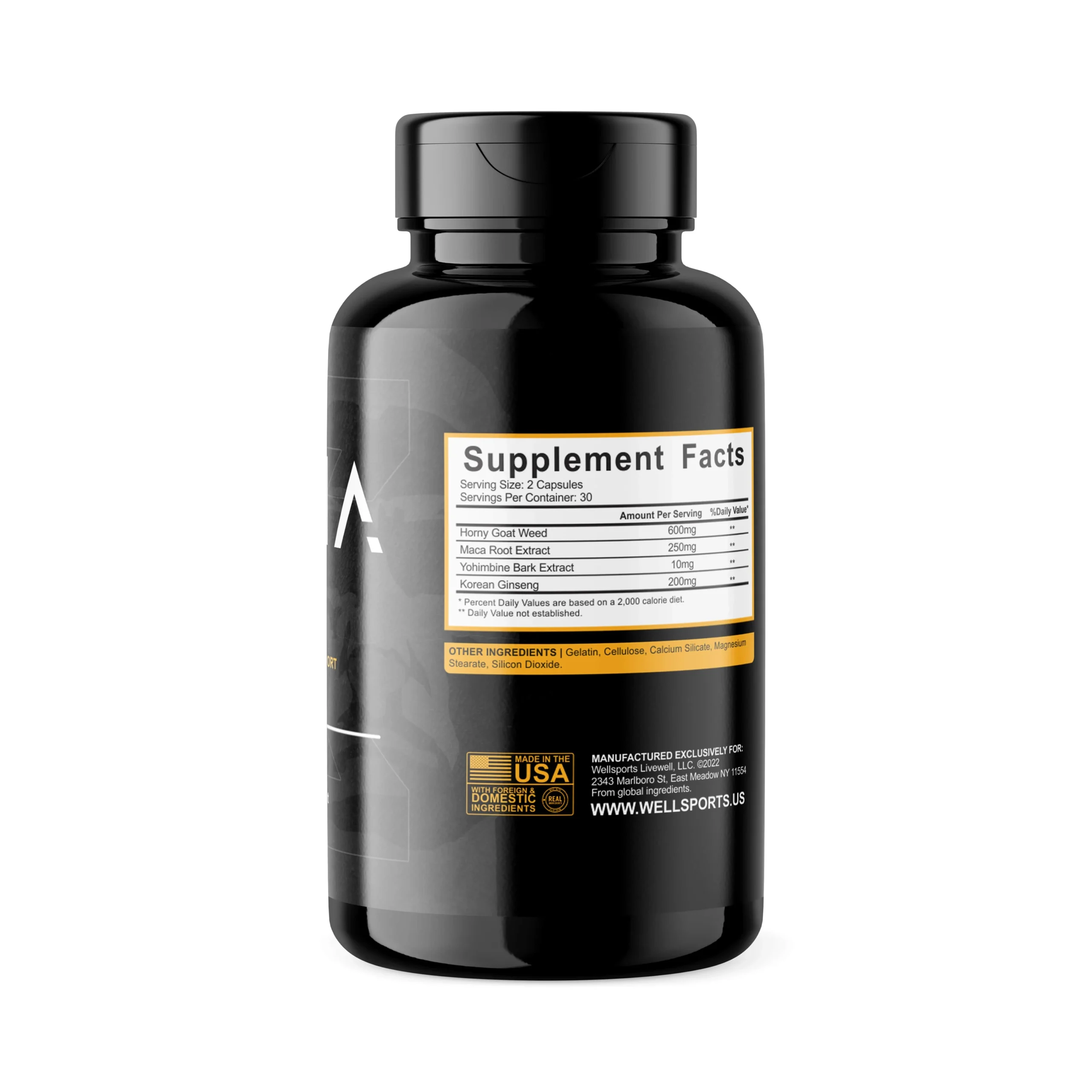 Wellsports Alpha Men Sexual Wellness 60 Capsules Nutritional Fact