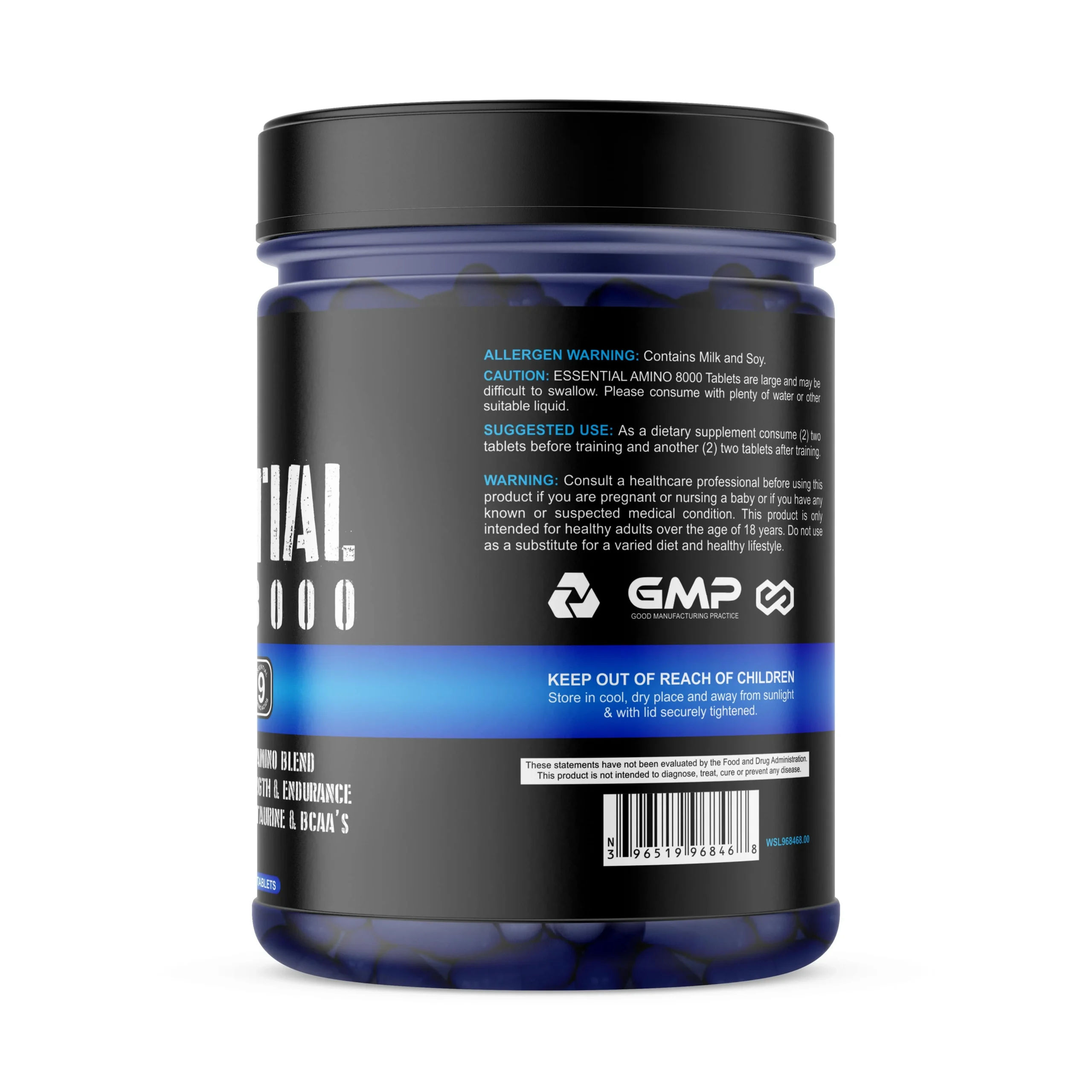 Wellsports Essential Amino 8000 240 Tablets Back