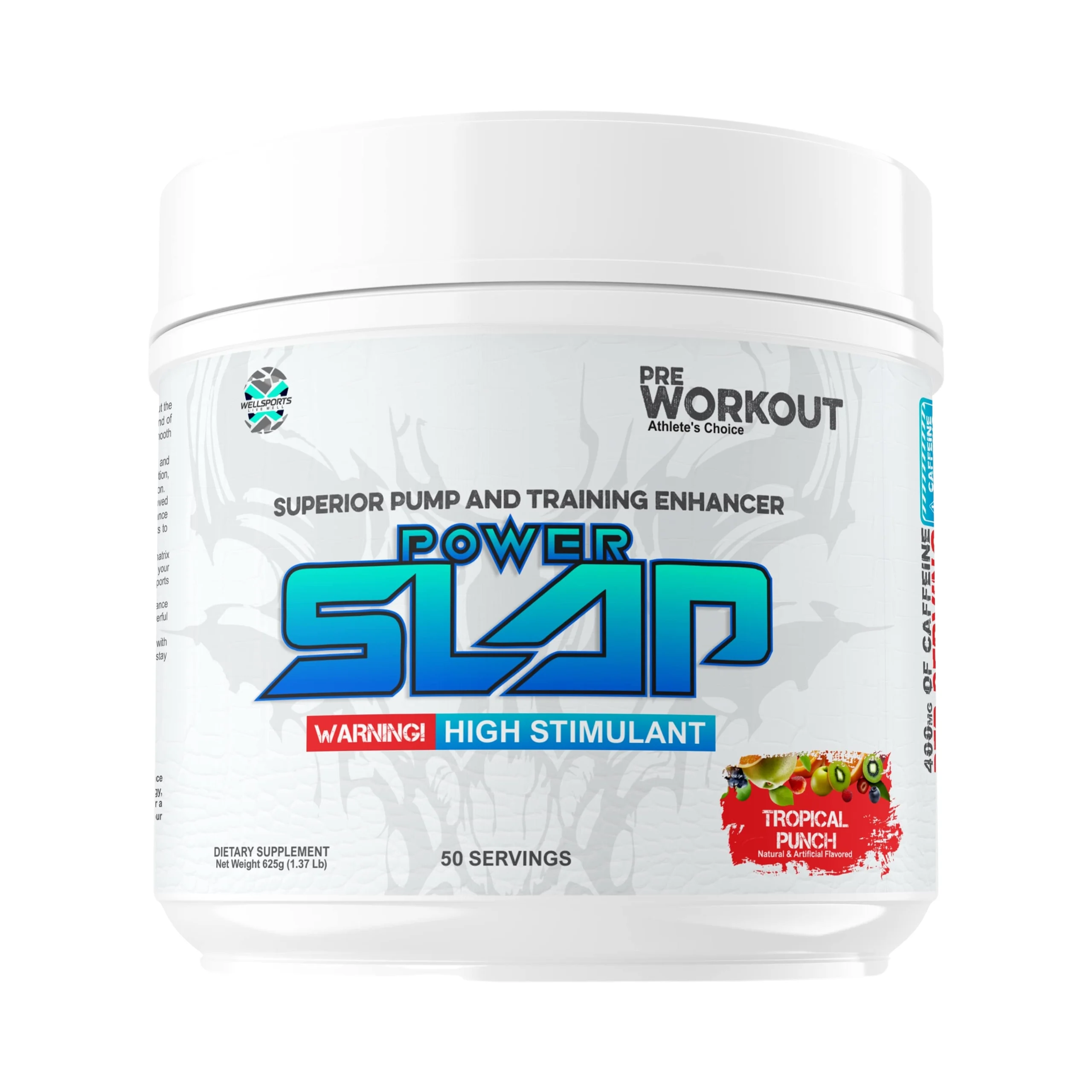 Wellsports Power Slap Pre-Workout Tropical Punch 50 Servings