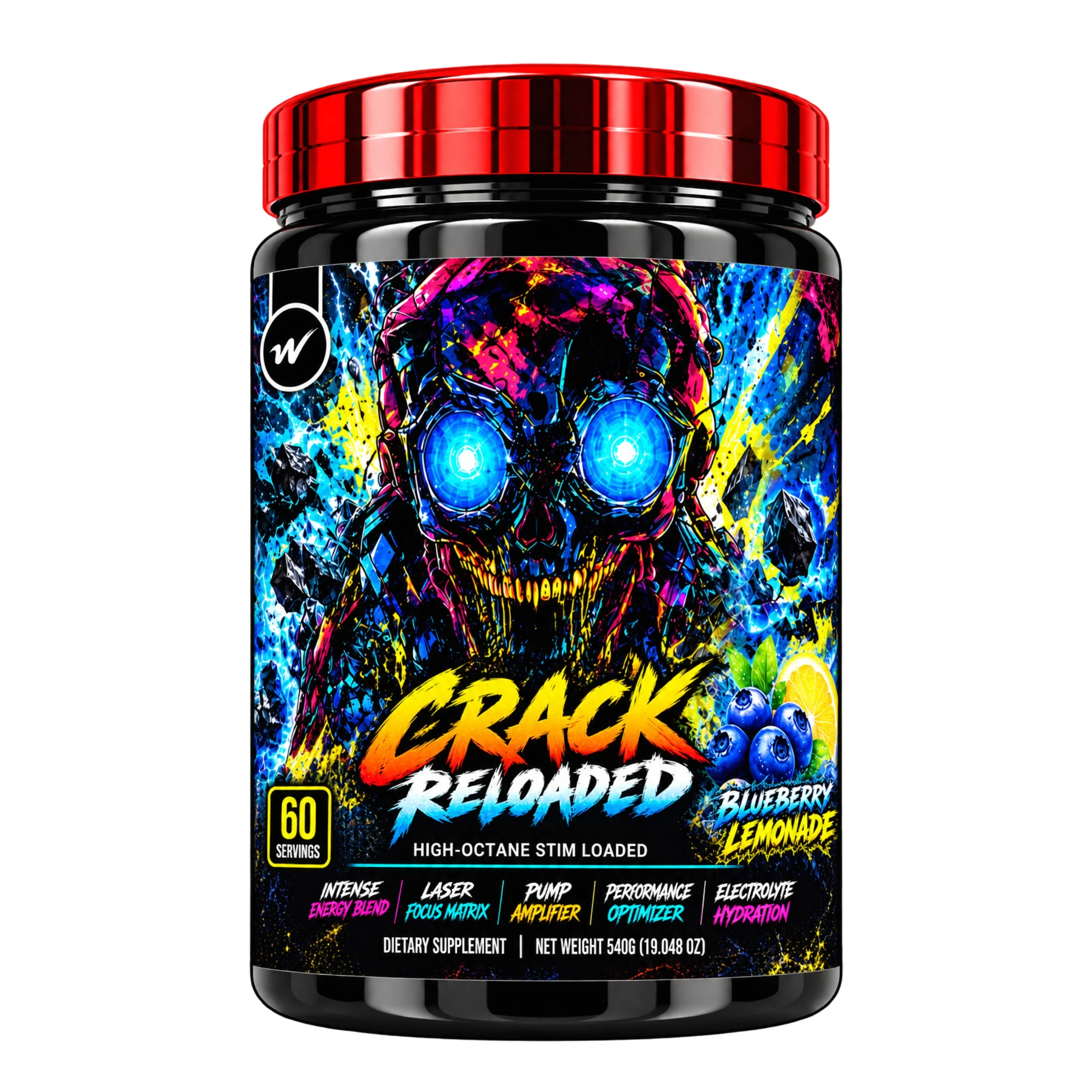 WellSports Crack Reloaded Pre-Workout Blueberry Lemonade 60 Servings