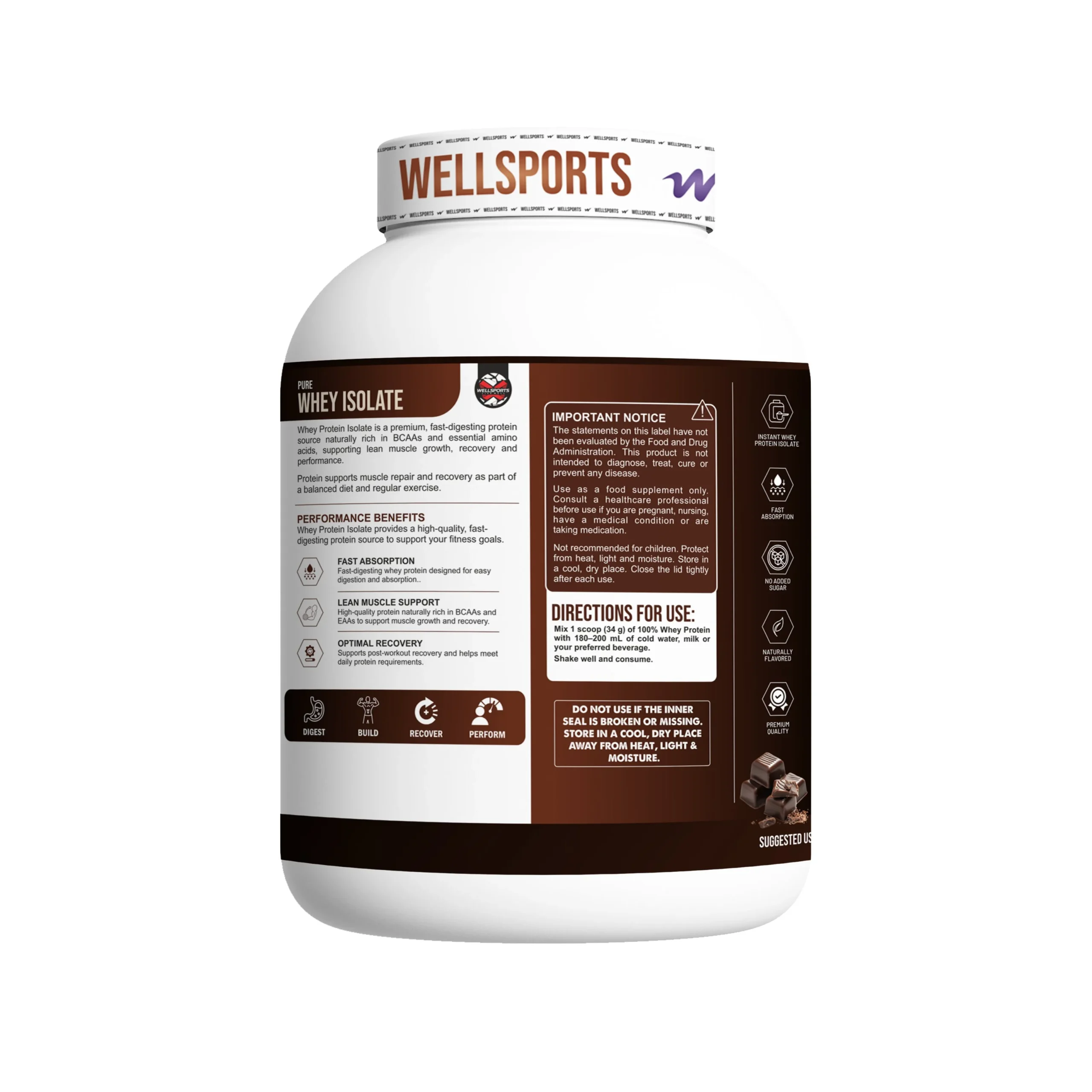 Wellsports Instant Whey Protein Isolate 4.4 lb (2 kg)
