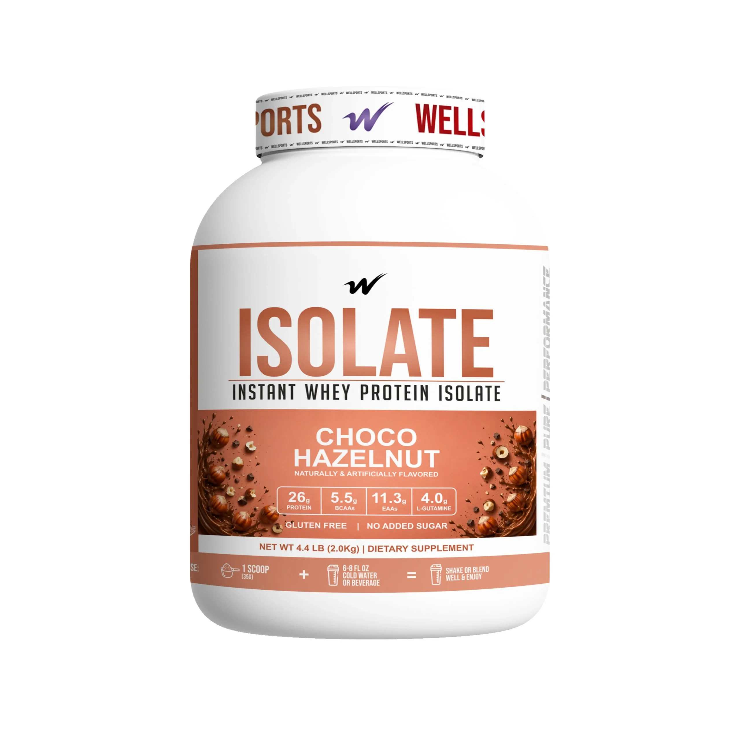 Wellsports Instant Whey Protein Isolate 4.4 lb (2 kg) Choco Hazelnut