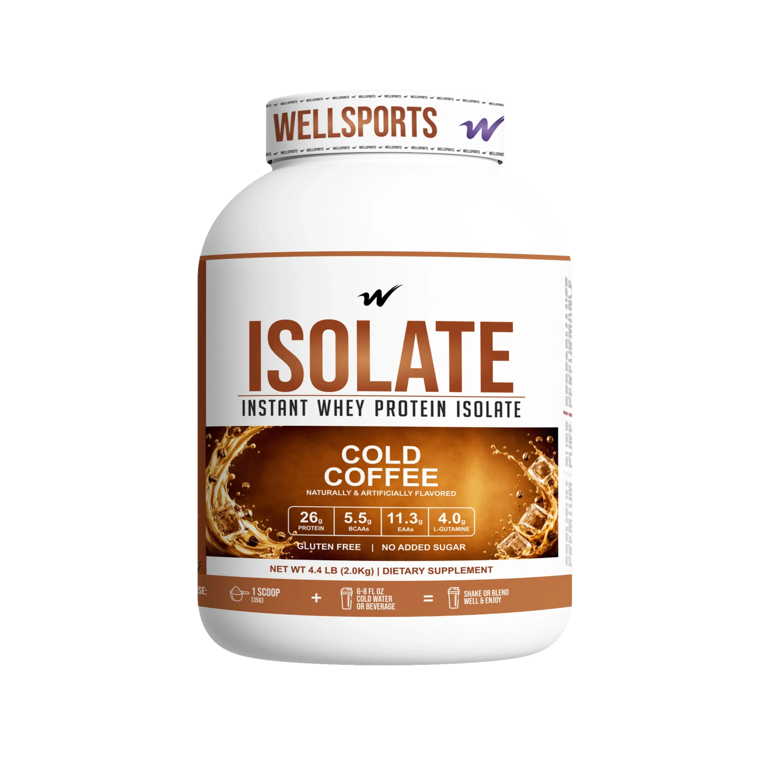 Wellsports Instant Whey Protein Isolate 4.4 lb (2 kg) Cold Coffee