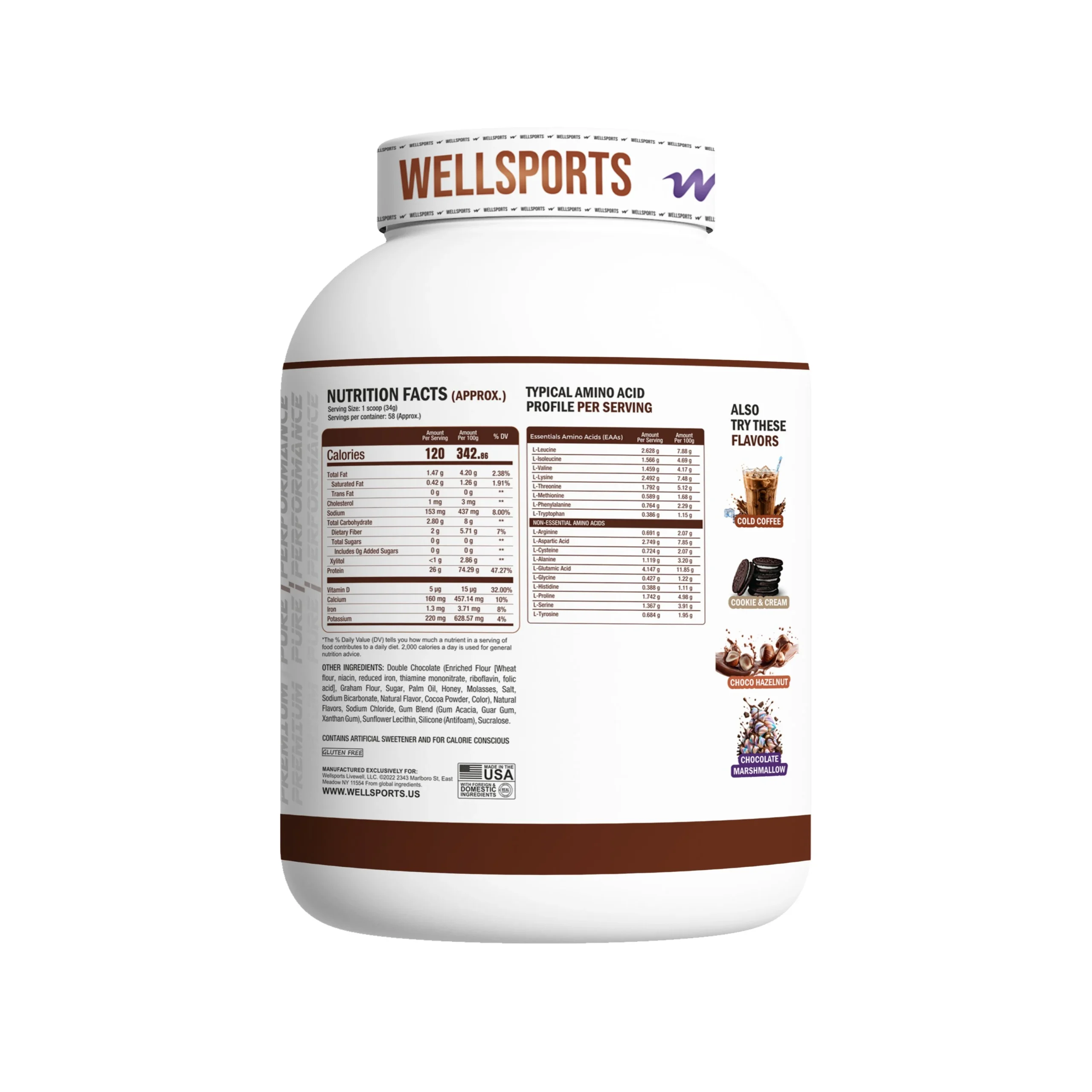 Wellsports Instant Whey Protein Isolate 4.4 lb (2 kg) Nutritional Fact